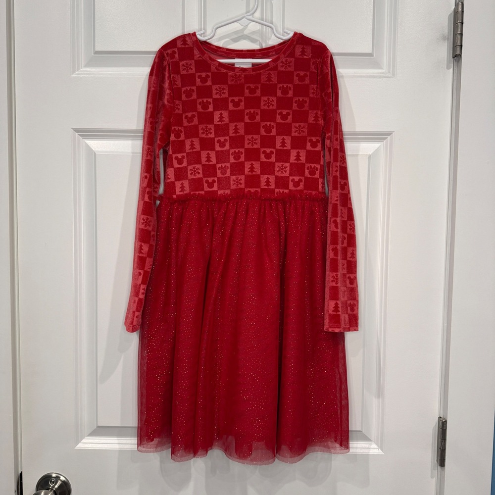 Disney Jumping‎ Beans Girls Red Velvet Mickey Mouse Tulle Holiday Dress Size 8